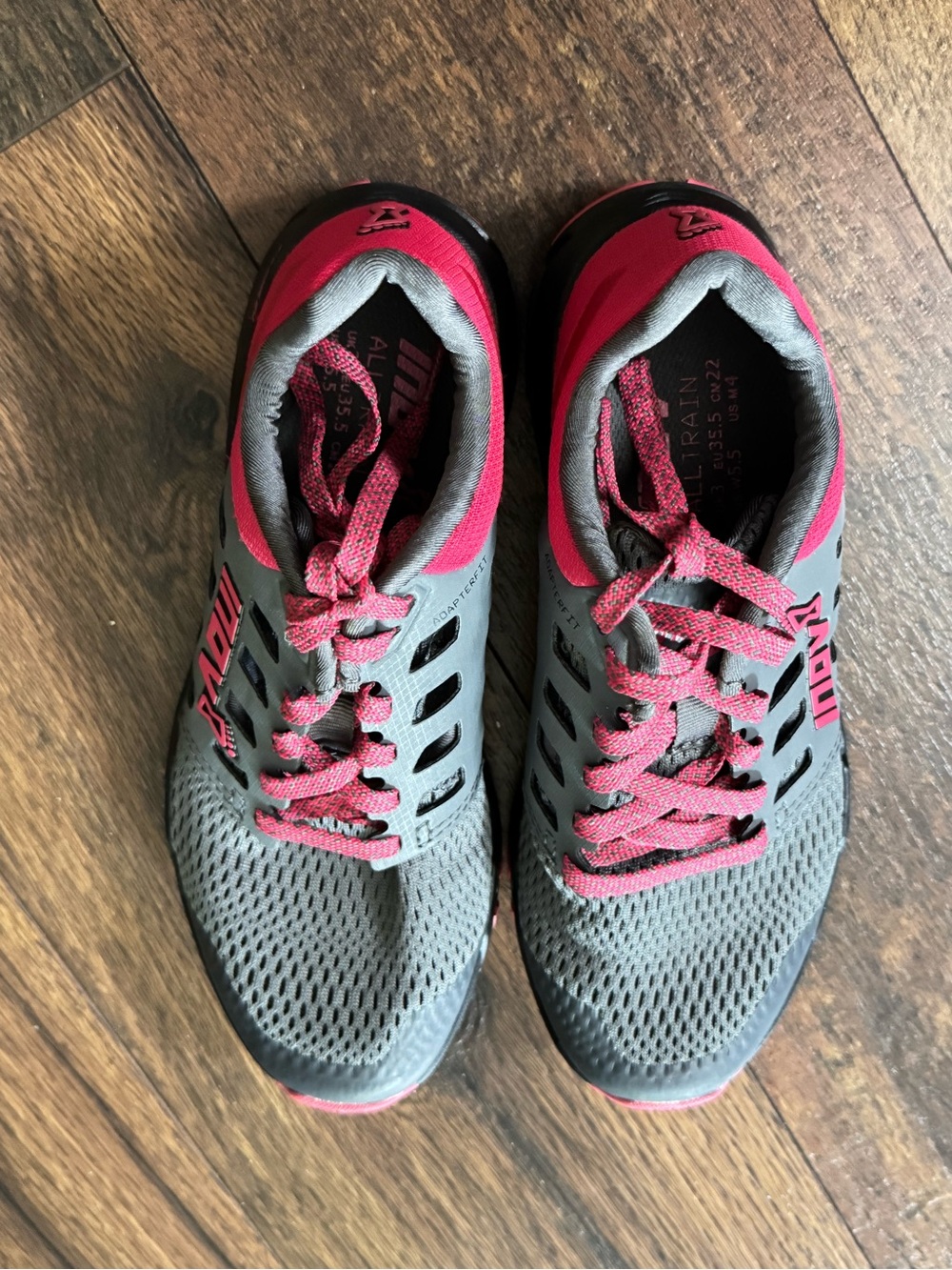 Women’s INOV Fusion size 5 1/2 Gray and Pink Trail/Training Shoes
